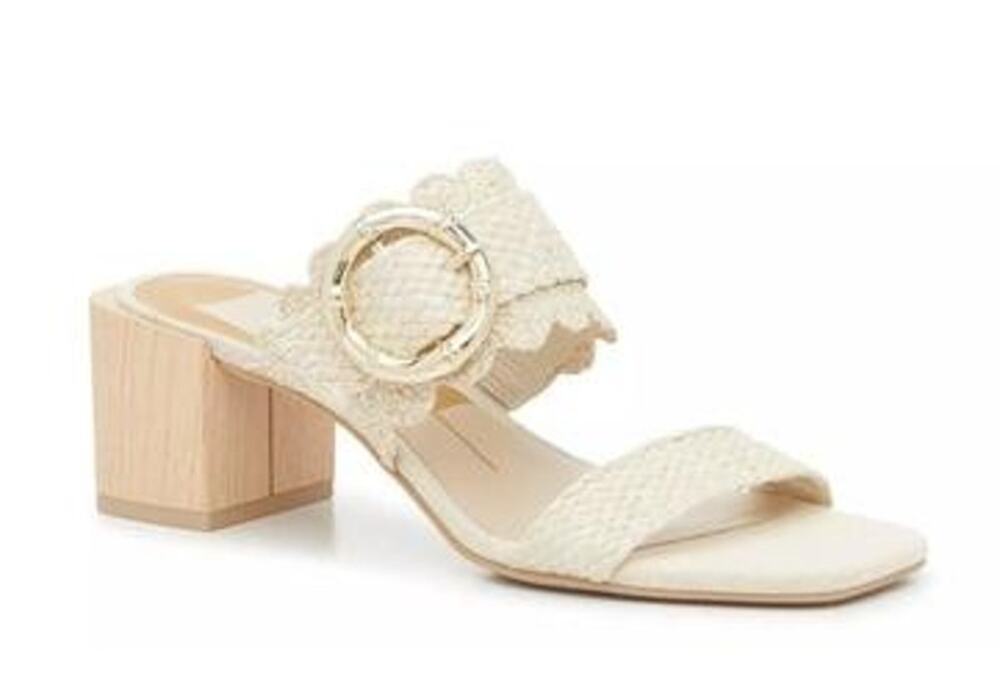 Dolce Vita Womens Zophy Heeled Sandals Size 9.5 Ivory Cream Raffia NWOB